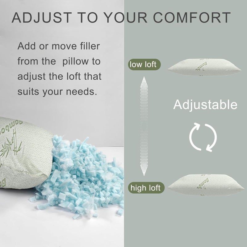 GIVANLEE Camping Pillow for Sleeping 2 Pack,Compact Travel Pillow Filled in Shredded Memory Foam,Portable with Storage Bag,Soft Cover,Small Pillow for Camp Backpacking Hiking Gear&Accessories - Image 5